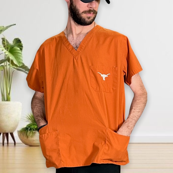 University of Texas Nursing Medical Scrub Top Size Small Burnt Orange Longhorns - Picture 4 of 9